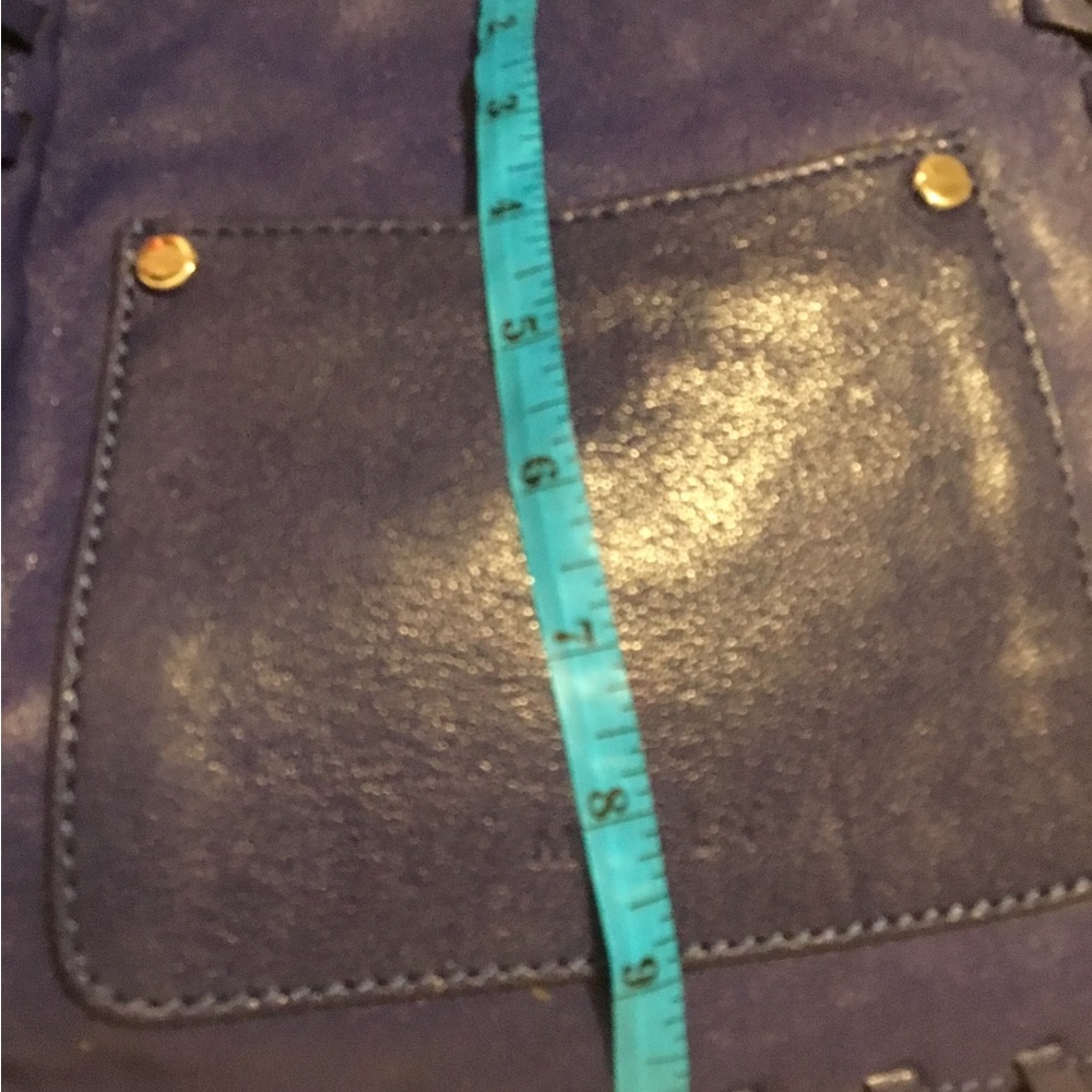 Milly Royal Blue Leather Medium Size Shoulder Bag - Picture 15 of 16